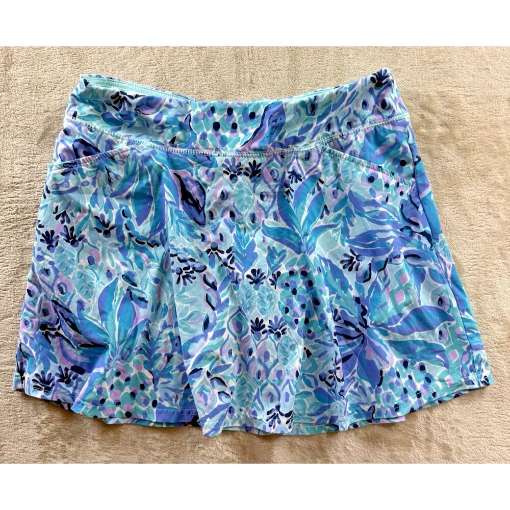 Lilly Pulitzer Skort Women's 4 Blue Purple Luxletic Monica Floral Pockets Chic